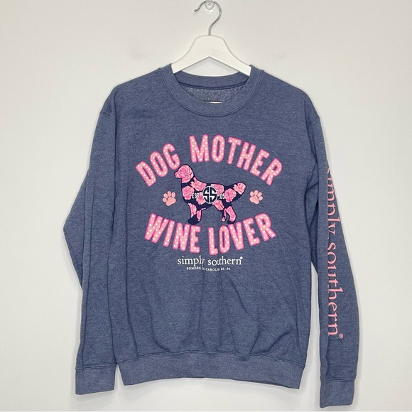 Simply Southern Tops - SIMPLY SOUTHERN | Dog Mother Wine Lover Sweatshirt | S
